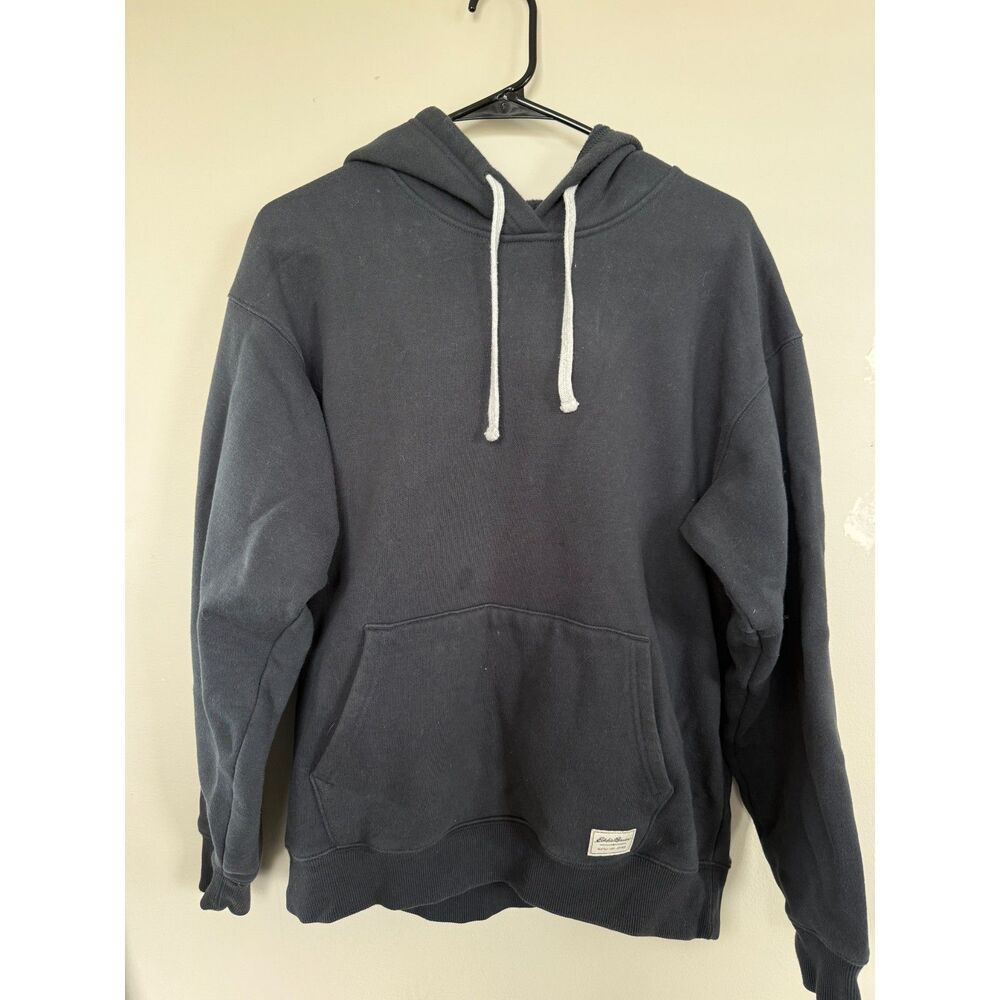 Eddie Bauer Men's Black Fleece Pullover Hoodie - Size Medium